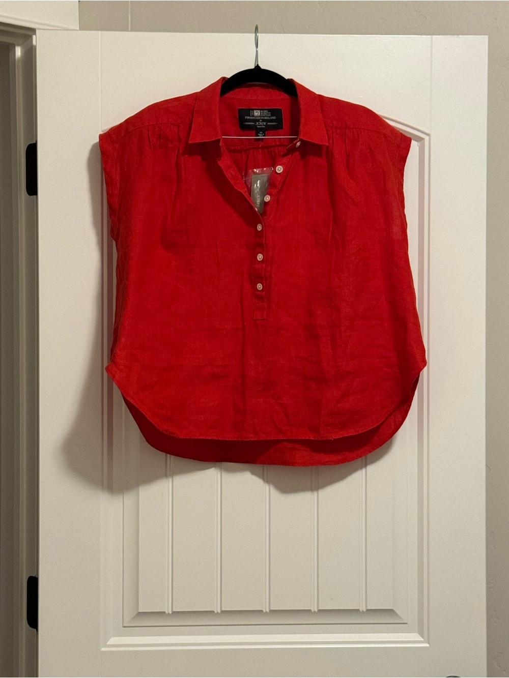 Baird McNutt for JCrew Sleeveless Red Button-Front Linen Shirt - size XS